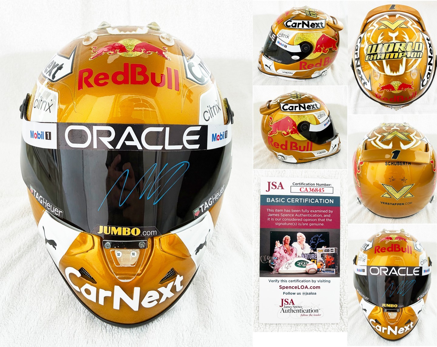 Max Verstappen Signed Helmet 1:1 Full Size 2022 World Champion Red Bull F1 JS...