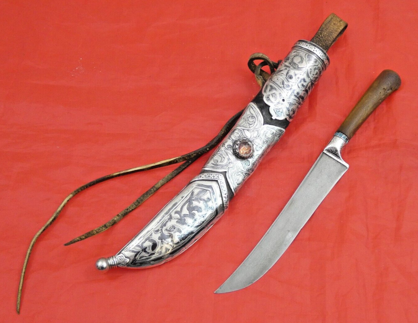ANTIQUE UZBEK DAGGER Bukhara Central Asia WOOTZ BLADE SILVER TURQUOISE sword 19C ANTIQUE UZBEK DAGGER Bukhara Central Asia WOOTZ BLADE SILVER TURQUOISE sword 19C