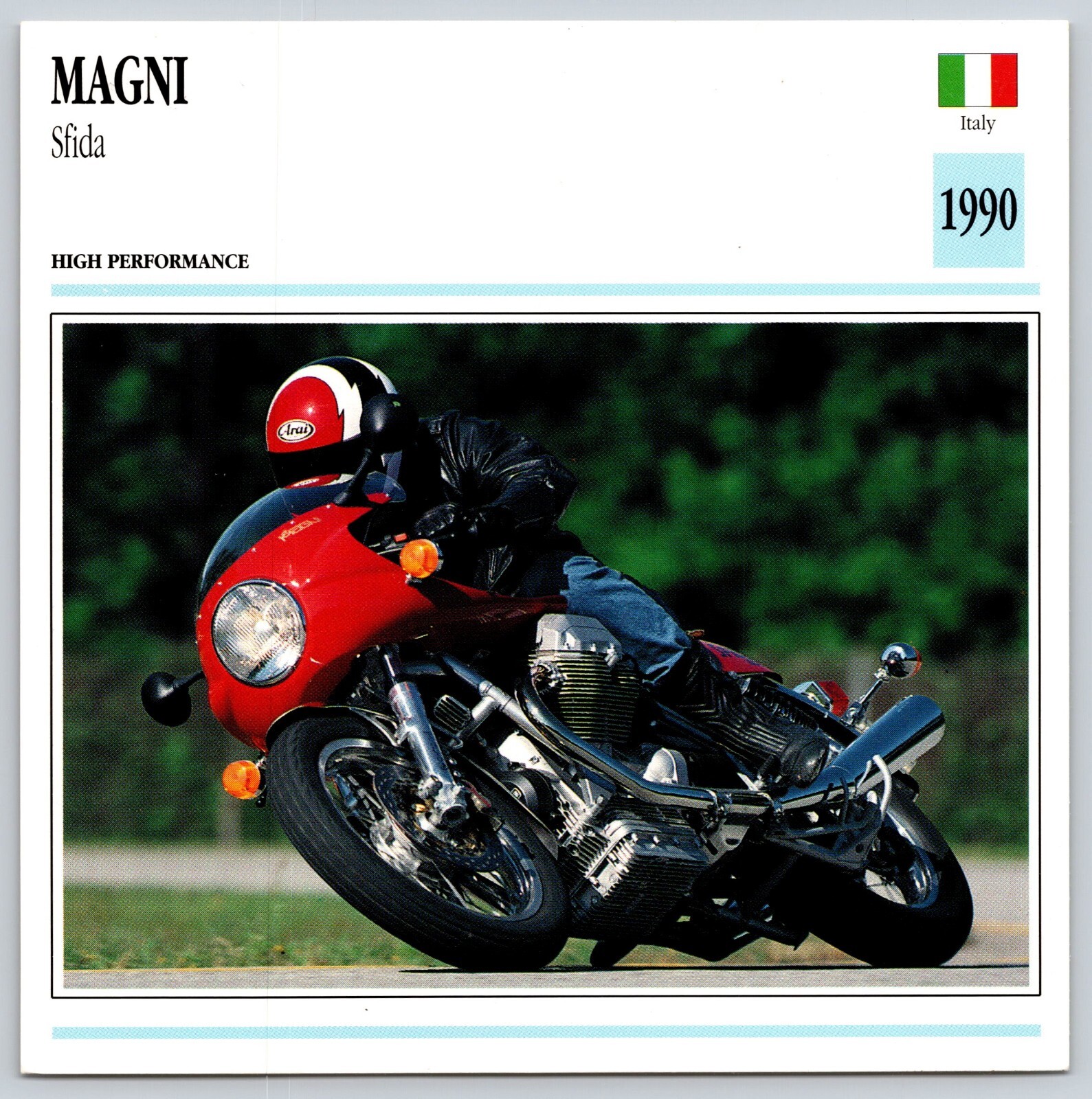 Magni Sfida 1990 Italy Edito Service Atlas Motorcycle Card Magni Sfida 1990 Italy Edito Service Atlas Motorcycle Card