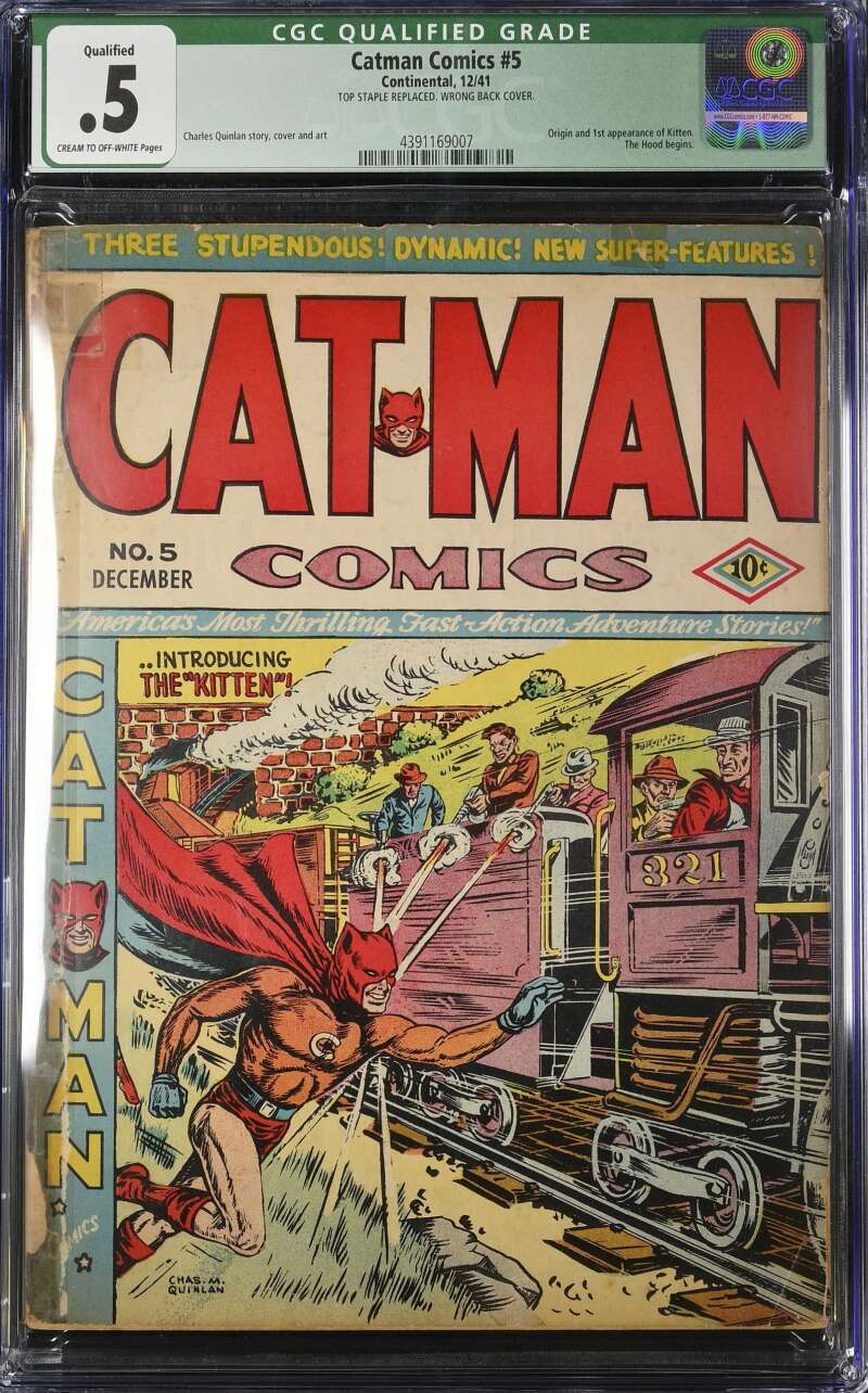 Catman Comics #5 CGC .5 (Q) Golden Age 1941 1st App Kitten Continental Catman Comics #5 CGC .5 (Q) Golden Age 1941 1st App Kitten Continental