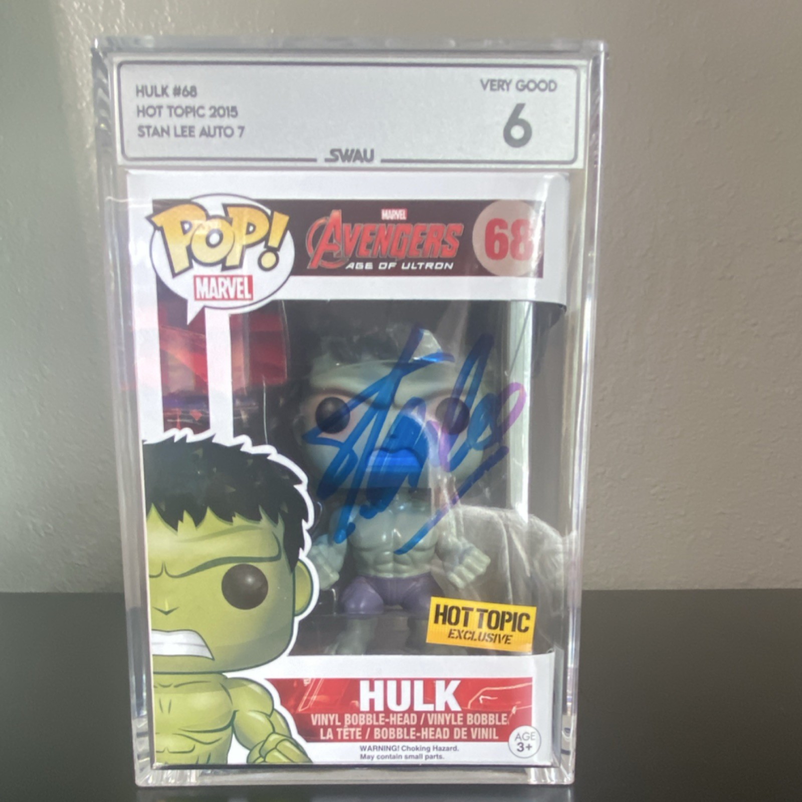 🔥Rare Funko Pop Marvel Hulk #68 Hot Topic Autographed Stan Lee Grade 60🔥