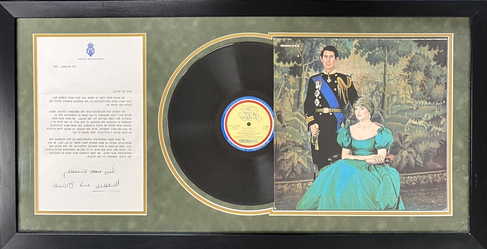 King Charles III & Princess Diana Signed 1981 Royal Wedding Letter + Vinyl Album King Charles III & Princess Diana Signed 1981 Royal Wedding Letter + Vinyl Album