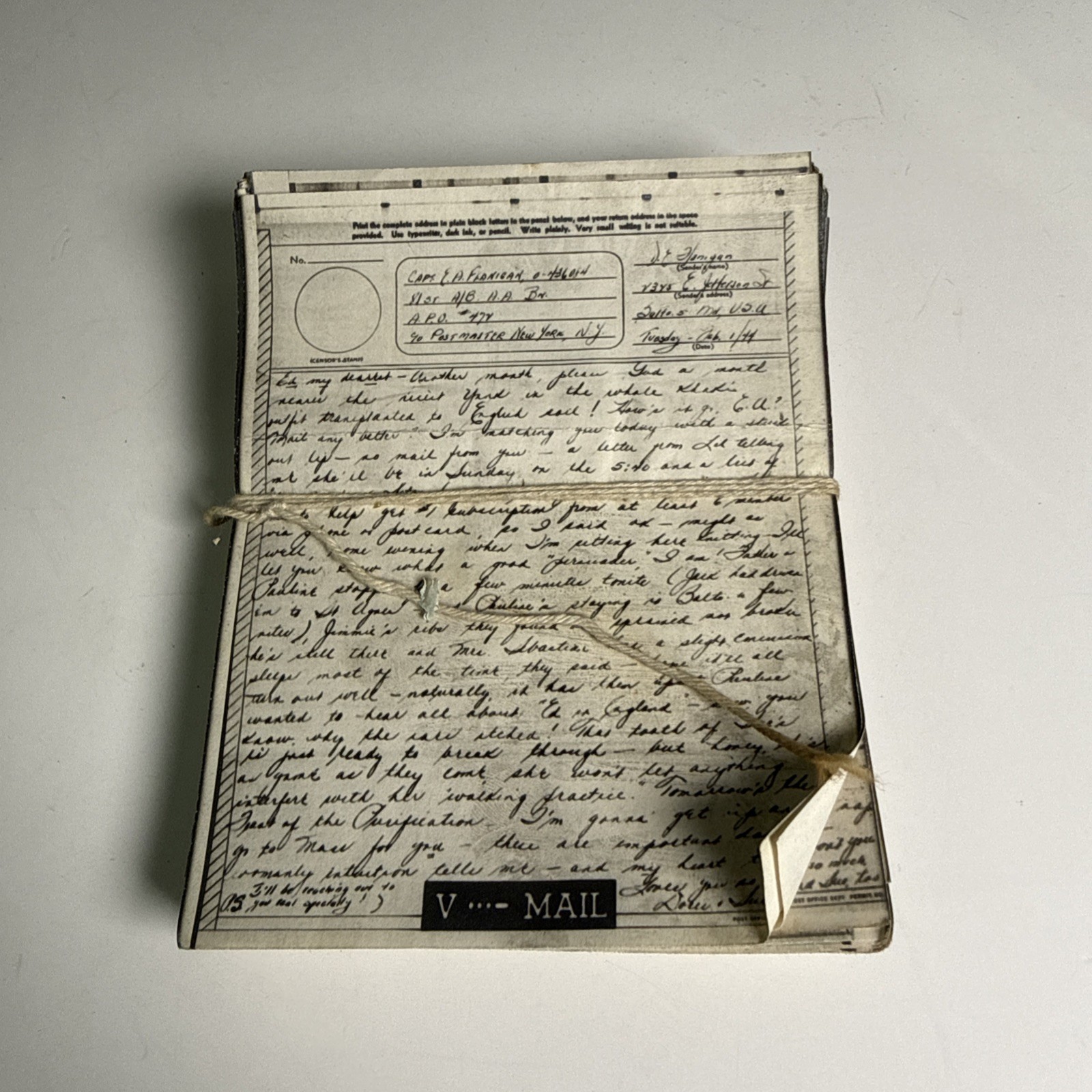 WW2 Soldier V-Mail Letter Bundle, 1943-1945, Hand Tied By Veteran, 100+ Pieces WW2 Soldier V-Mail Letter Bundle, 1943-1945, Hand Tied By Veteran, 100+ Pieces