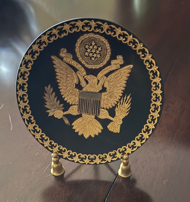 Vintage 1988 Toledo Damascene Great Seal of United States Plate, Artesania Mora Vintage 1988 Toledo Damascene Great Seal of United States Plate, Artesania Mora