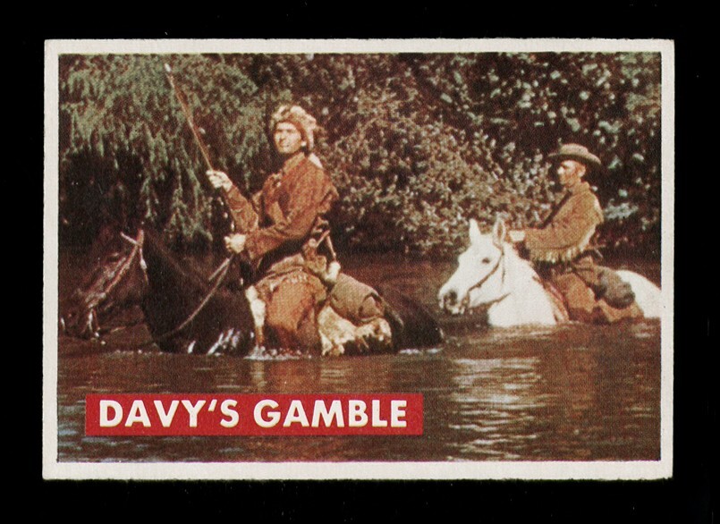 1956 TOPPS DAVY CROCKETT 11A DAVY'S GAMBLE CENTERED HQ CHRIS BENJAMIN GUIDE CARD
