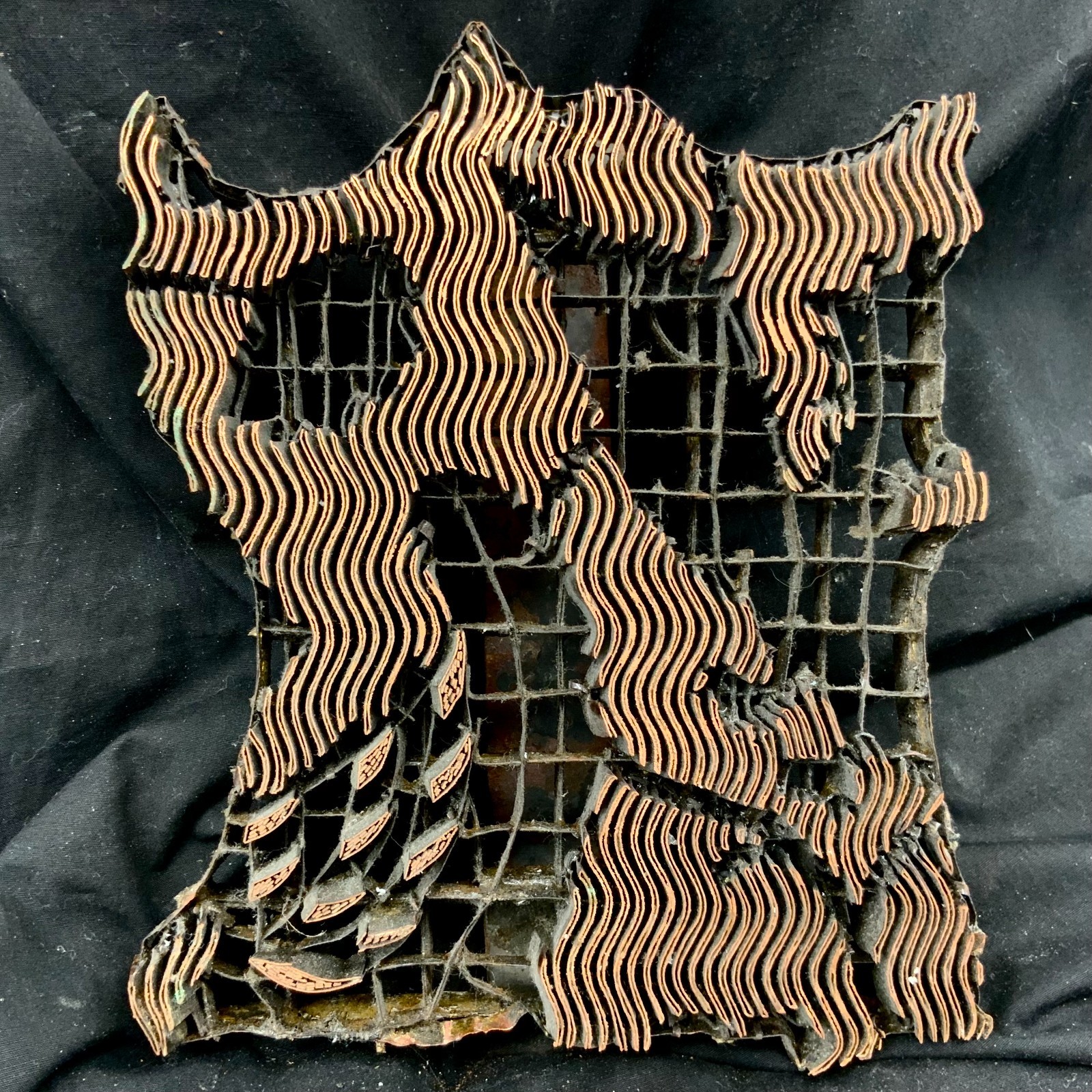 Copper Tjap Cap Chop Wavy Lines Print Block 8 Copper Tjap Cap Chop Wavy Lines Print Block 8