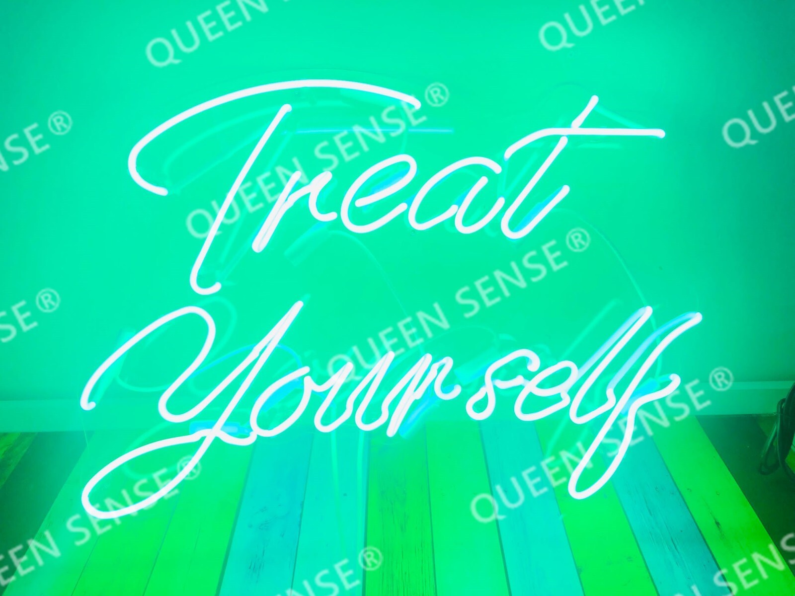 Treat Yourself Green Neon Sign Lamp Light 24\ Treat Yourself Green Neon Sign Lamp Light 24\