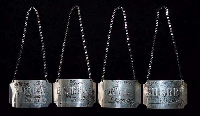 Beautiful Set 4 BOAC Concorde Sterling Silver Liquor Bottle Labels Date Marked