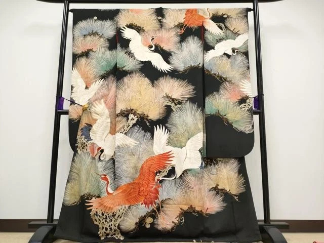 Heiwaya Main Store Superb Antique Taisho Romance Three Great Embroidery Sagara F