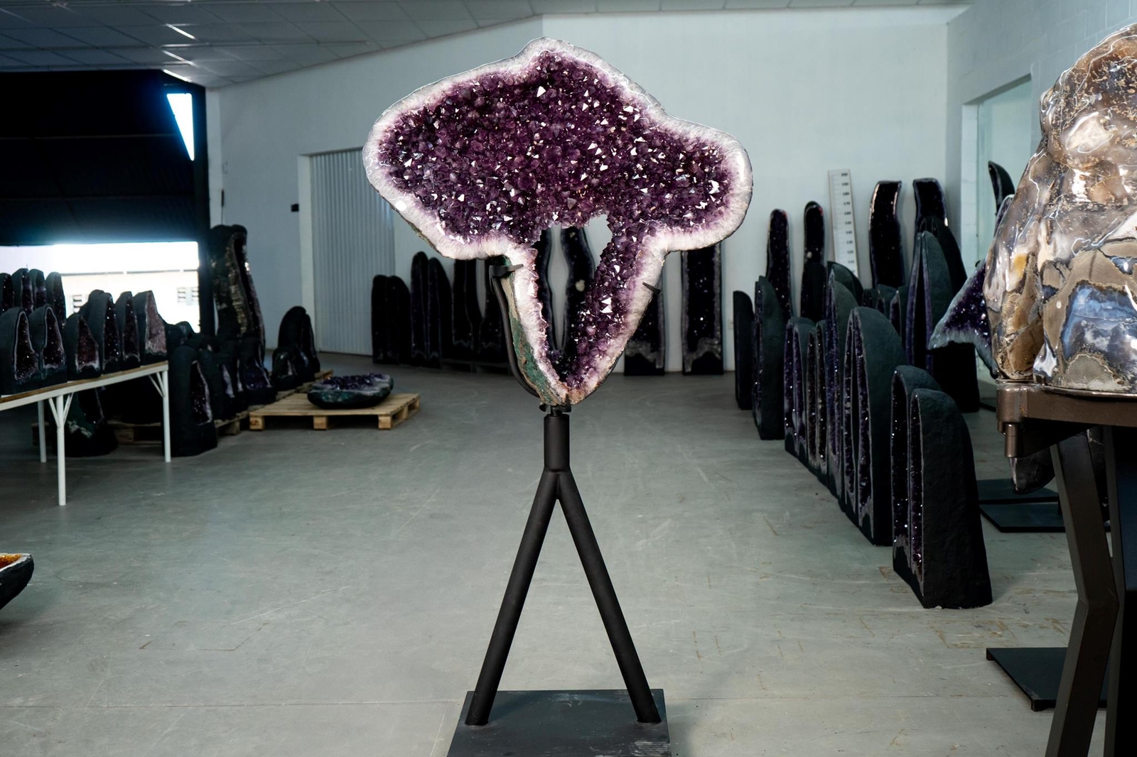 Gorgeous Large Amethyst Geode Portal on Custom-Made Stand 230 Lb 67 In.