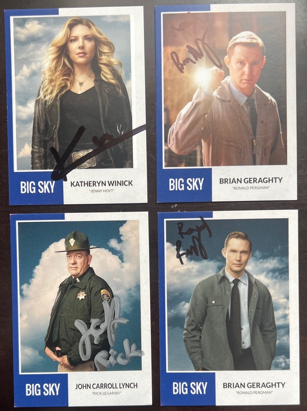 Big Sky KATHERYN WINNICK, JOHN CARROLL LYNCH & BRIAN GERAGHTY SIGNED Cards Big Sky KATHERYN WINNICK, JOHN CARROLL LYNCH & BRIAN GERAGHTY SIGNED Cards