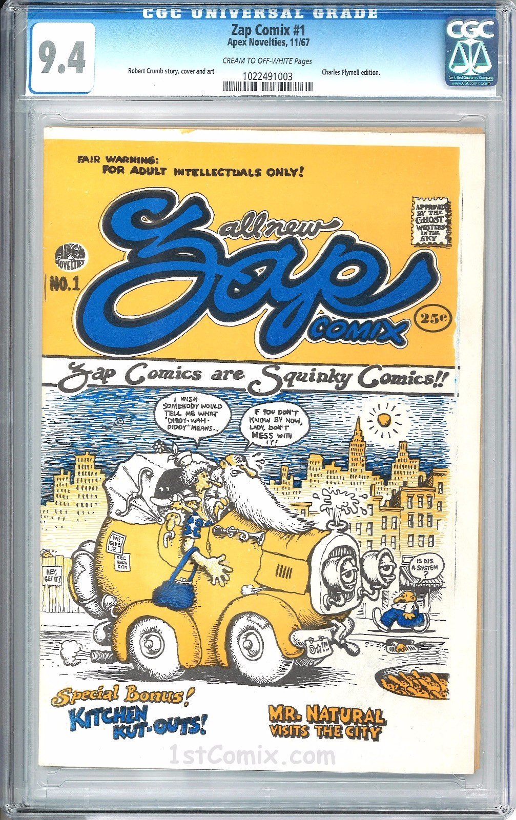 ZAP Comix #1, CGC 9.4, 1ST PRINT, R Crumb, Charles Plymell, Underground Comic ZAP Comix #1, CGC 9.4, 1ST PRINT, R Crumb, Charles Plymell, Underground Comic