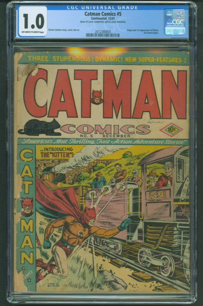 Catman Comics #5 CGC 1.0 Golden Age 1941 1st App Kitten Continental scarce Catman Comics #5 CGC 1.0 Golden Age 1941 1st App Kitten Continental scarce