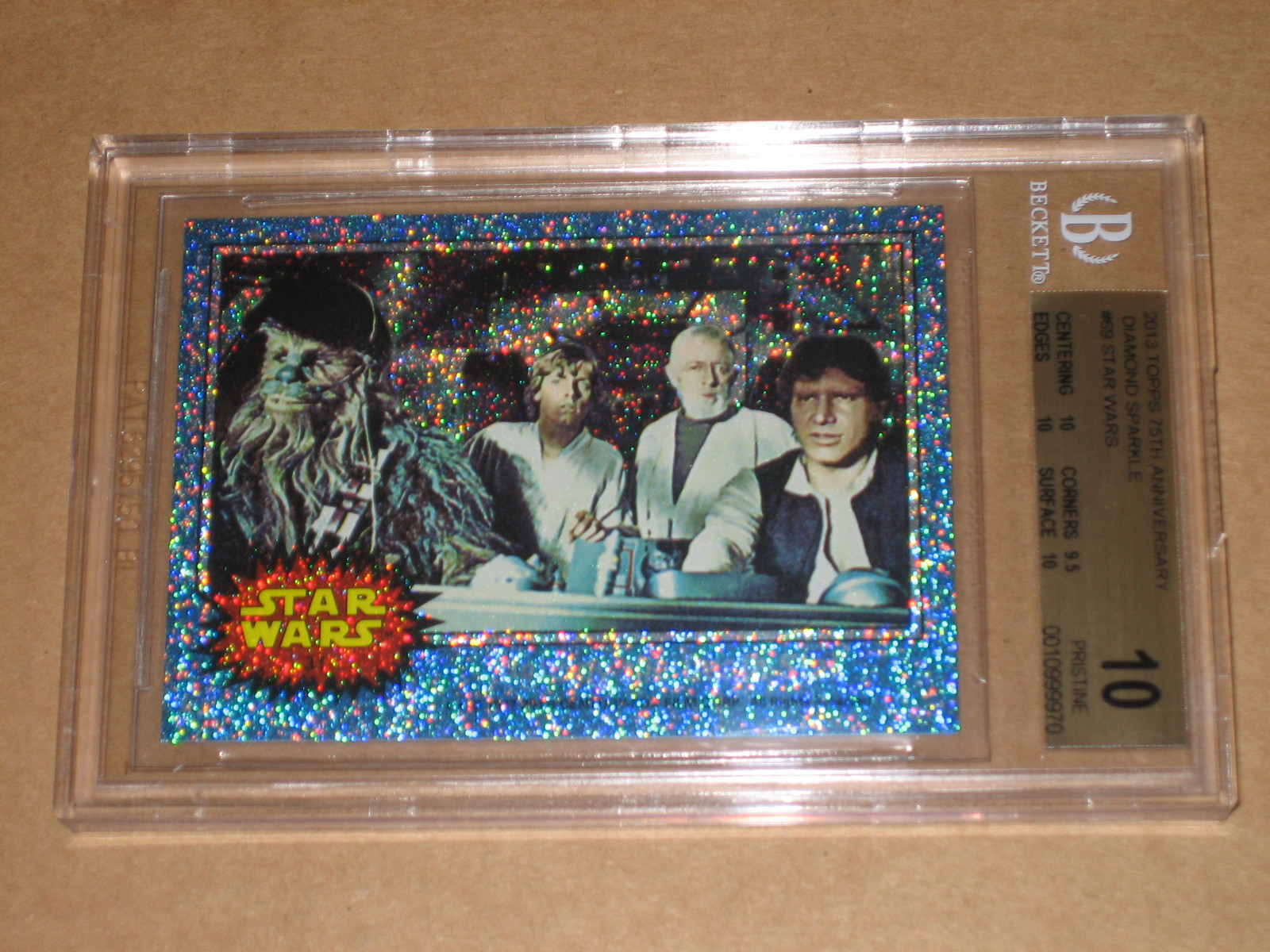 BGS 10 STAR WARS 2013 TOPPS 75TH ANNIVERSARY DIAMOND SPARKLE 16/75 CARD 69 1977 BGS 10 STAR WARS 2013 TOPPS 75TH ANNIVERSARY DIAMOND SPARKLE 16/75 CARD 69 1977