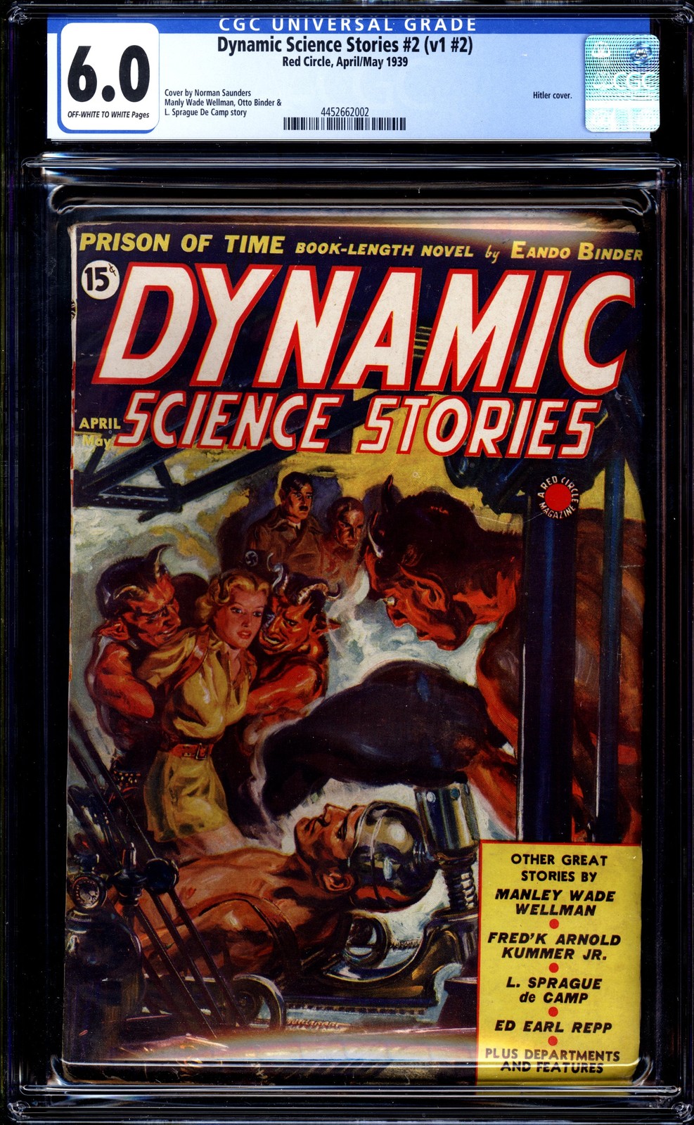 Dynamic Science Stories v1 #2 CGC 6.0 (1939) Hitler Cover Pulp Magazine L@@K
