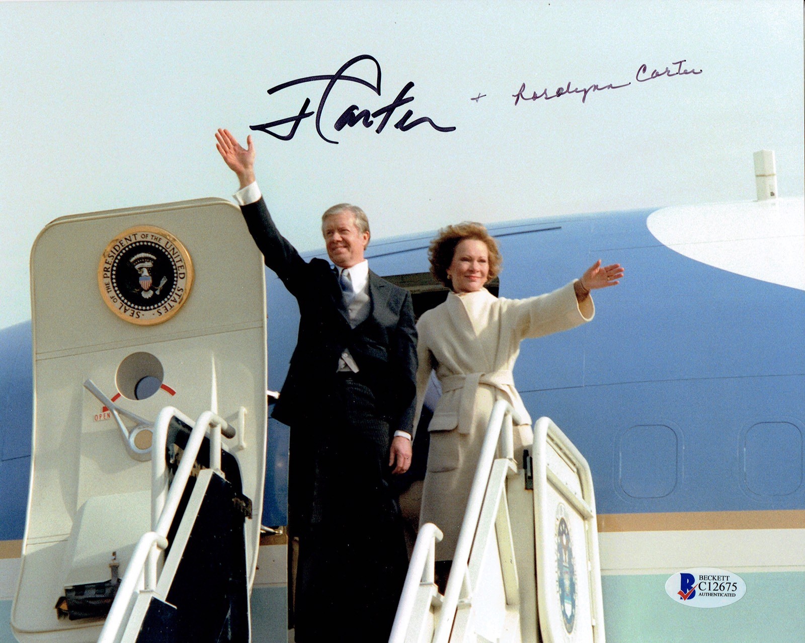 39th President JIMMY CARTER Rosalynn Dual Signed 8X10 Photo Autographed BECKETT