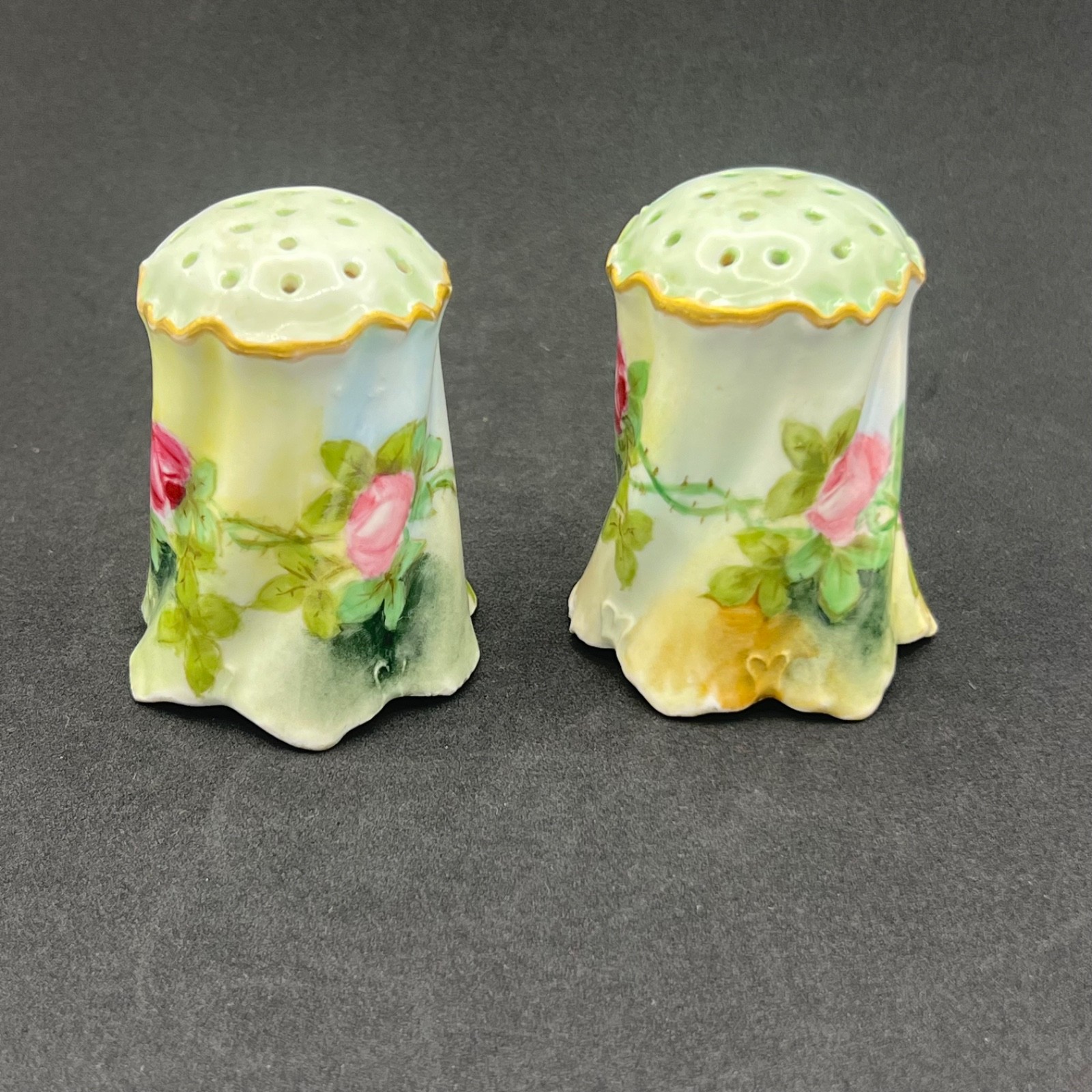 Antique Rosenthal Bavaria Hand Painted Porcelain Salt Pepper Shakers Signed SAB Antique Rosenthal Bavaria Hand Painted Porcelain Salt Pepper Shakers Signed SAB