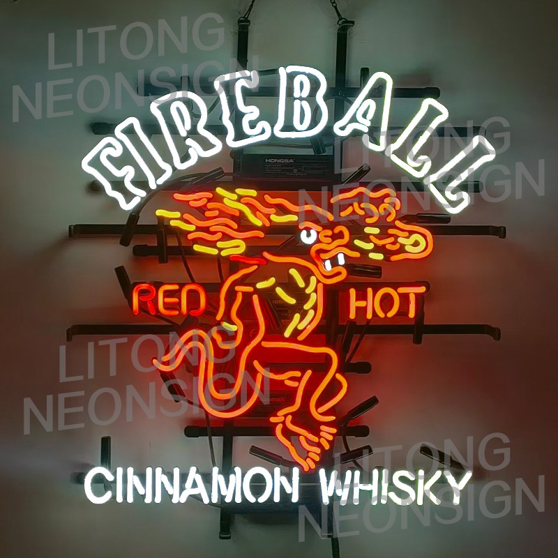 Fireball Cinnamon Whisky Neon Signs Glass Beer Bar Cave Pub Decor Gift  24