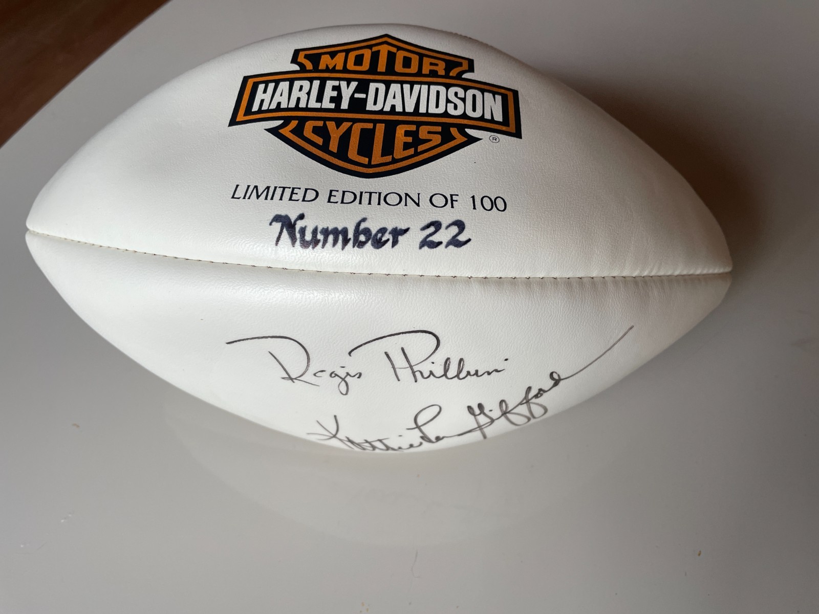 Autographed Football by Regis Philbin; Kathy Lee Gifford; Michael Gilman Autographed Football by Regis Philbin; Kathy Lee Gifford; Michael Gilman