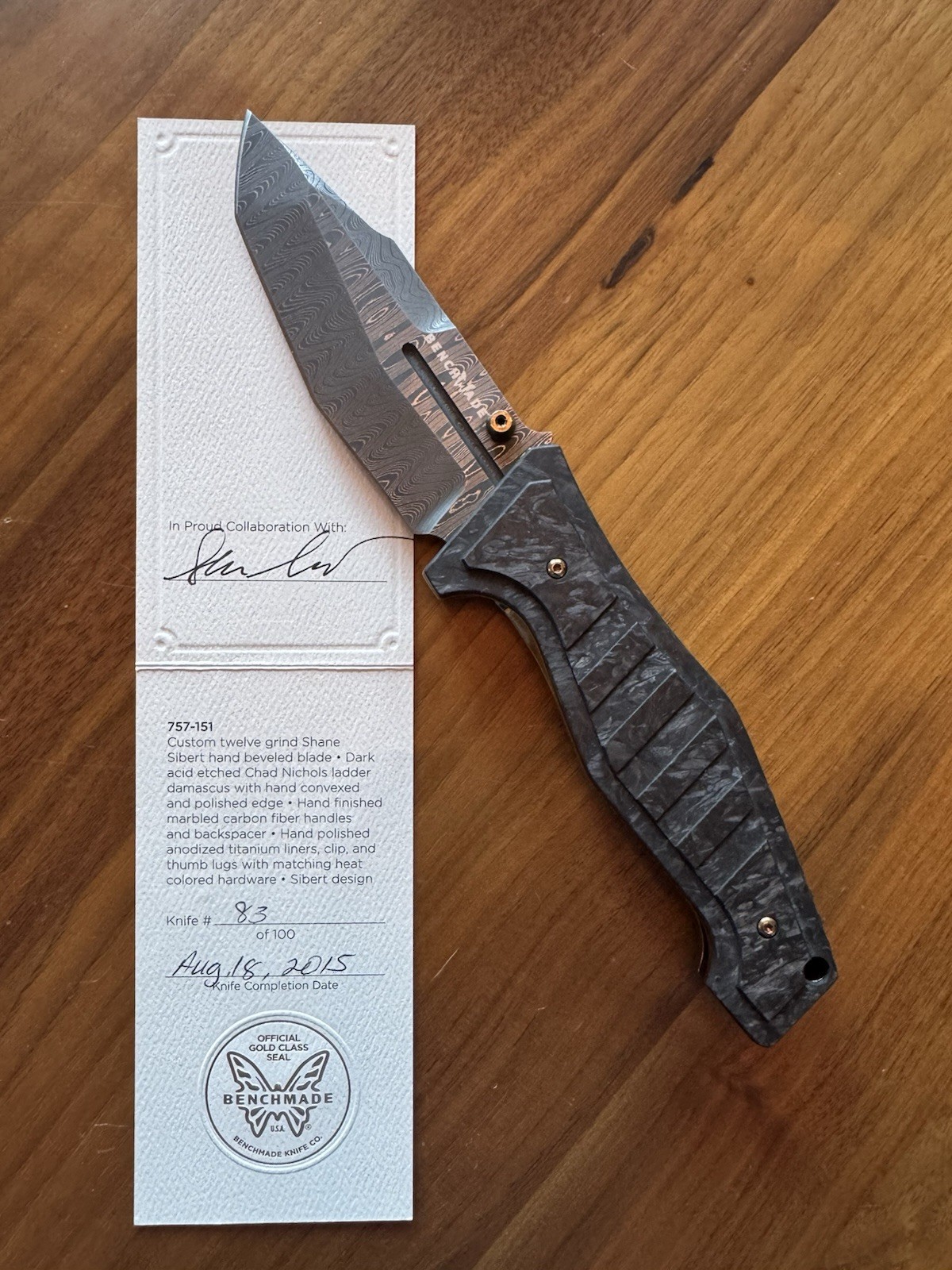 Benchmade Gold Class Sibert Vicar #83/100 – Chad Nichols Damascus – Mint Benchmade Gold Class Sibert Vicar #83/100 – Chad Nichols Damascus – Mint