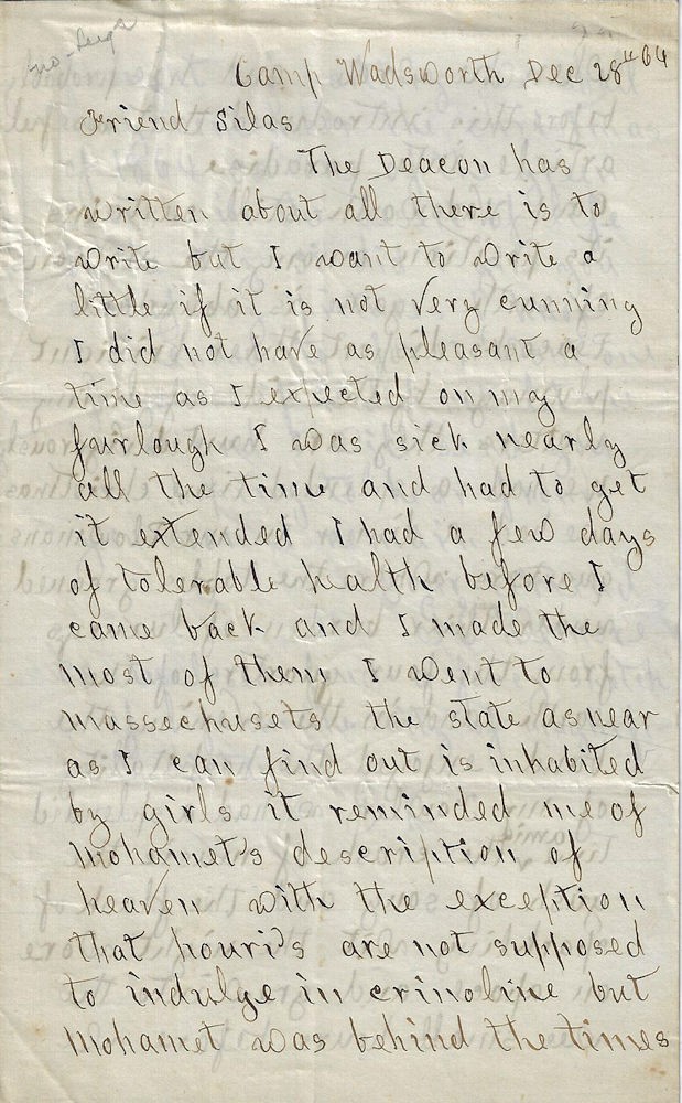1864 – A Soldier sarcastically describes Christmas at a Contraband Holding Camp 1864 – A Soldier sarcastically describes Christmas at a Contraband Holding Camp