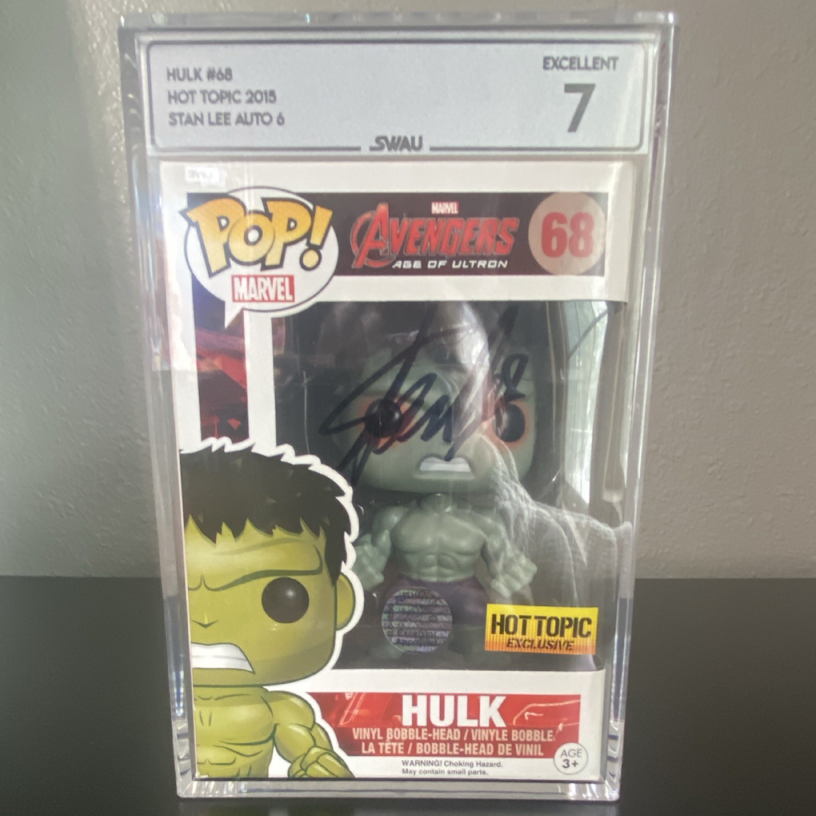 Funko Pop Marvel Hulk #68 Hot Topic Exclusive Stan Lee Auto VGGS Grade 70