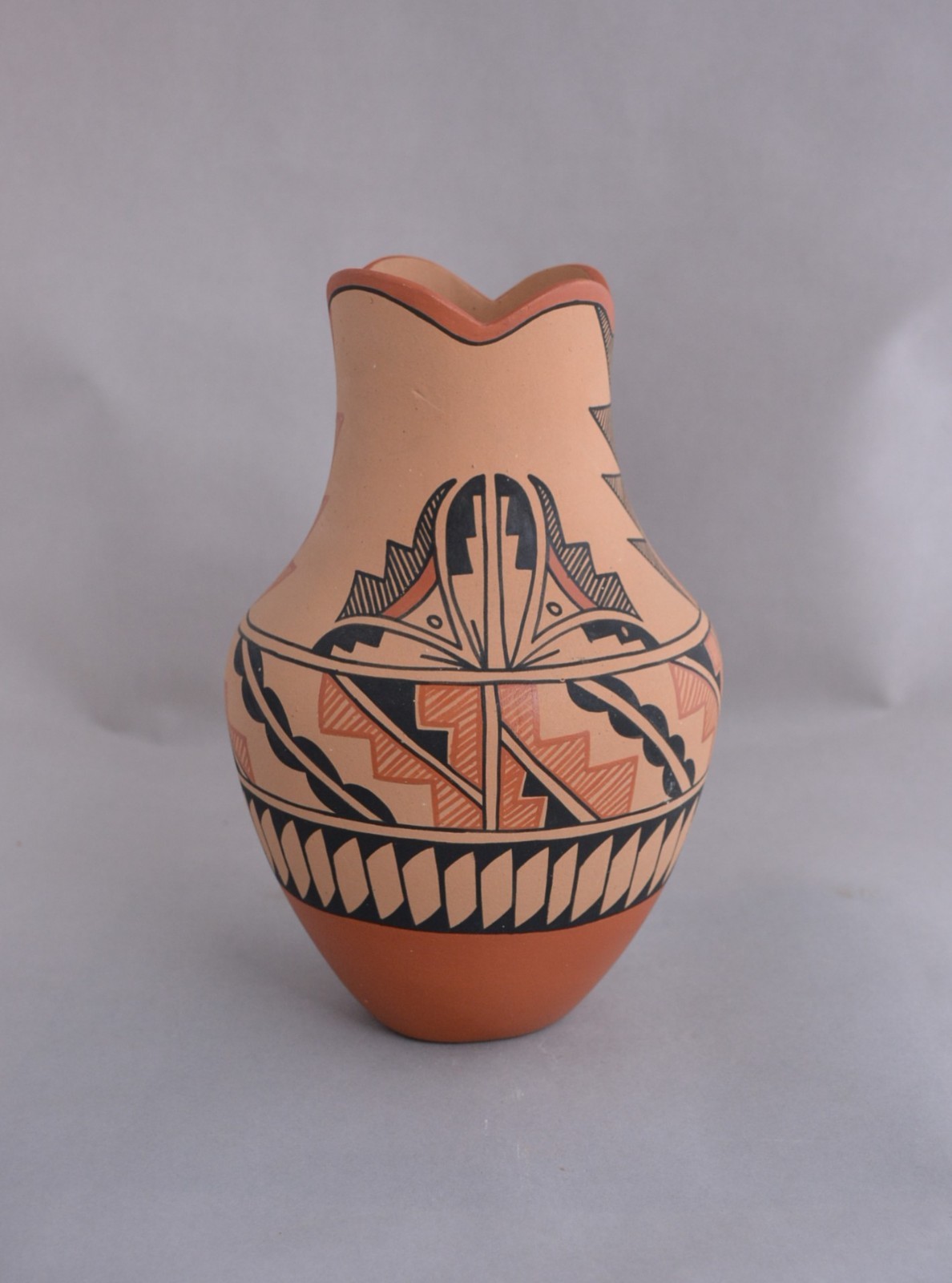 L. Madalena - Large Jemez Pueblo Pottery Vase - Beautifully Painted 9 3/4 L. Madalena - Large Jemez Pueblo Pottery Vase - Beautifully Painted 9 3/4
