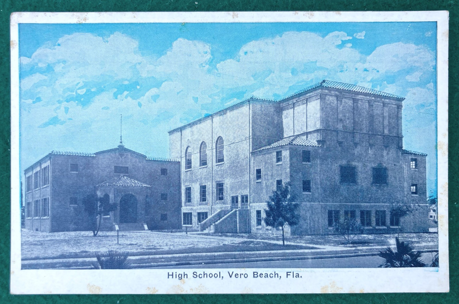c1930s Vero Beach Florida High School Litho Postcard FL Building Exterior