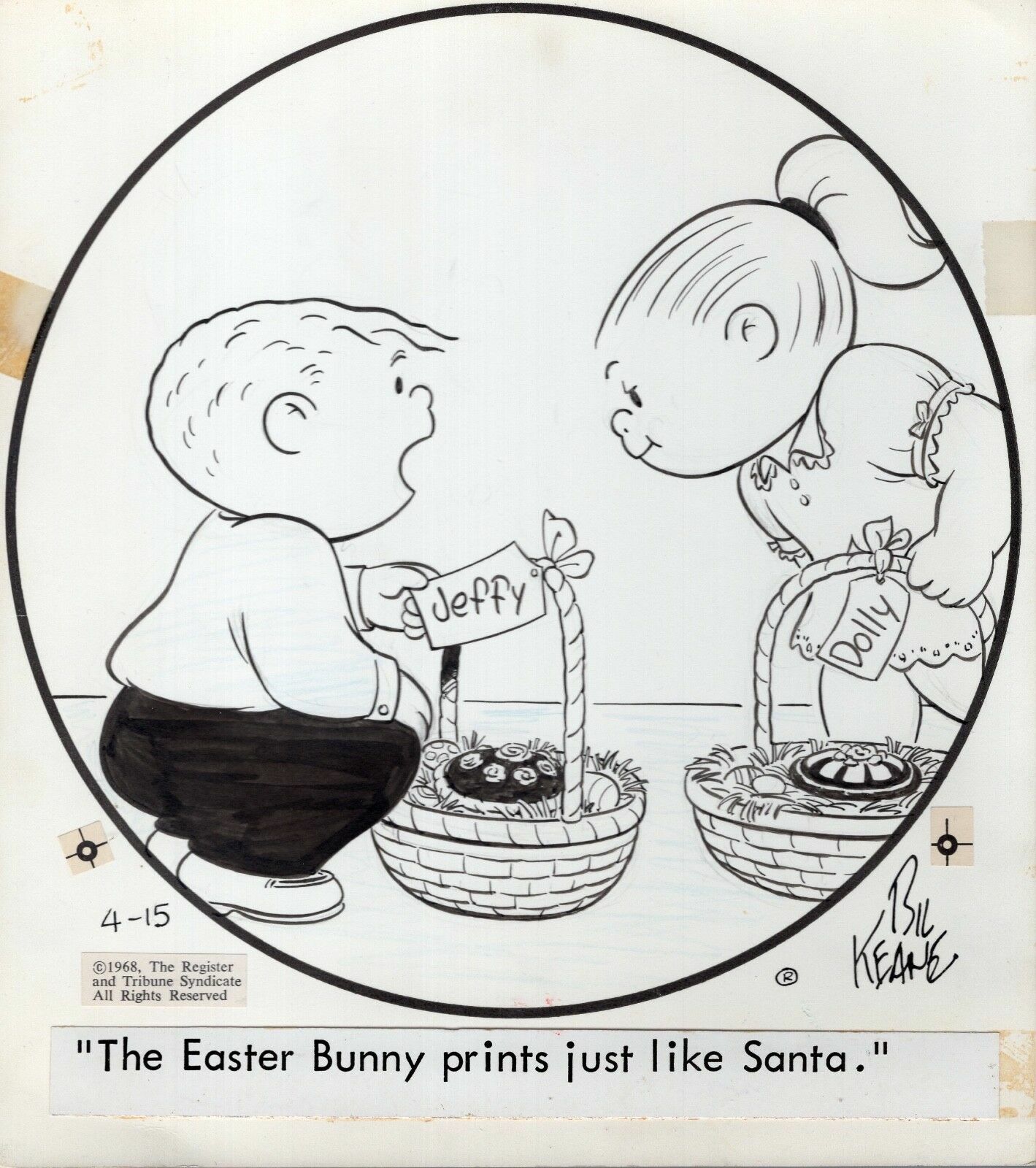 BIL KEANE SIGNED ORIGINAL ART DAILY 1968 RARE EASTER FAMILY CIRCUS BIL KEANE SIGNED ORIGINAL ART DAILY 1968 RARE EASTER FAMILY CIRCUS