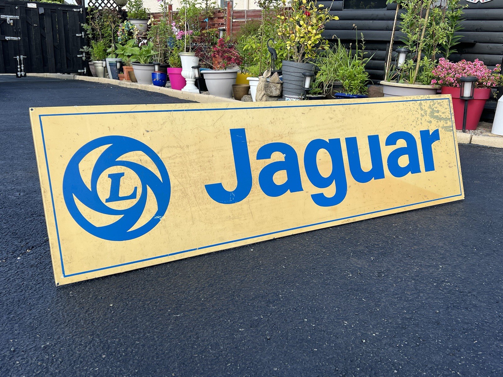 RARE 1970’s BRITISH LEYLAND JAGUAR ALUMINIUM SHOWROOM DEALERSHIP GARAGE SIGN