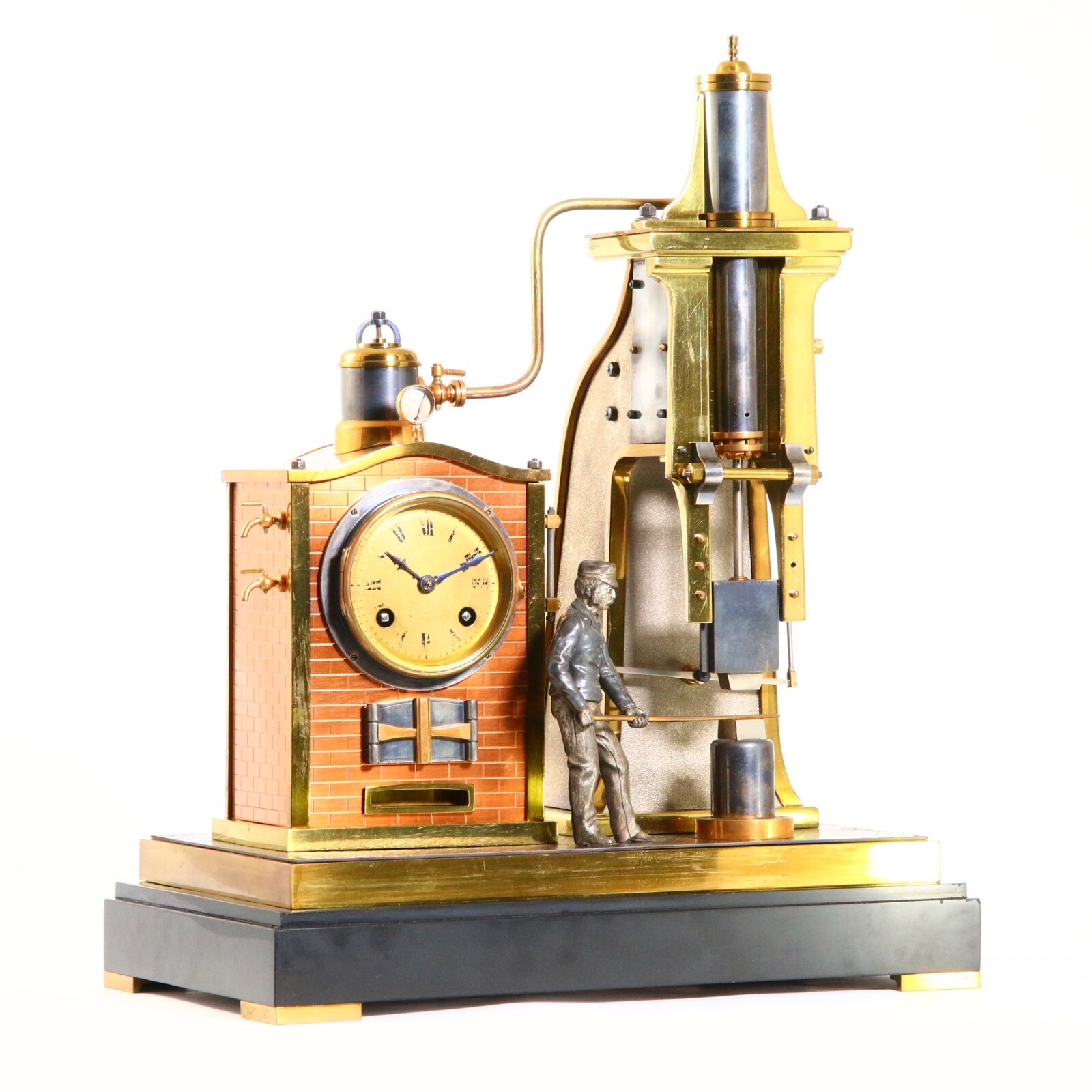 Antique French 'Steam Hammer' Clock The Foundryman Circa 1890 by A.R.Guilmet Antique French 'Steam Hammer' Clock The Foundryman Circa 1890 by A.R.Guilmet