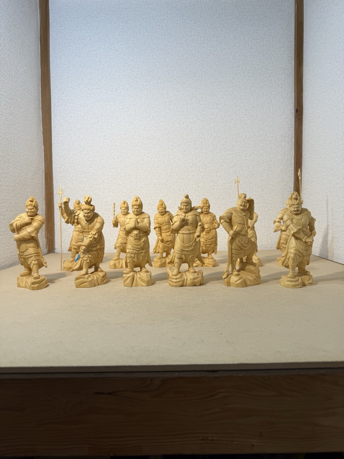 Wooden 12 Divine Generals Buddha Statues Set Zodiac Guardian Carving 15cm Tall Wooden 12 Divine Generals Buddha Statues Set Zodiac Guardian Carving 15cm Tall