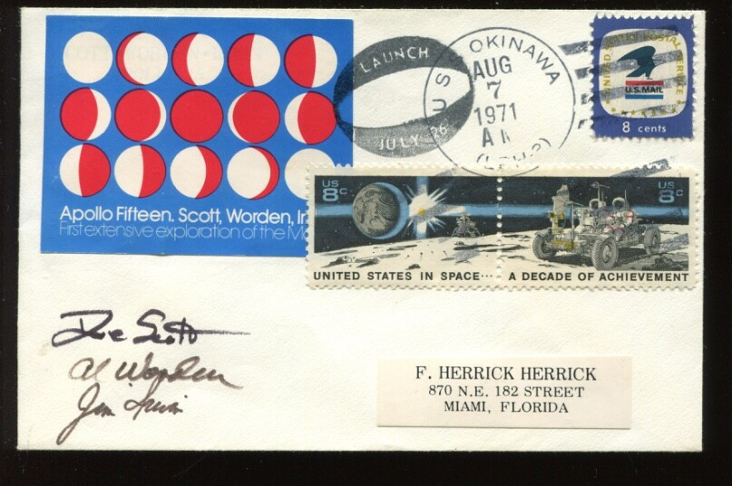 Apollo 15 Phases of the Moon Crew Signed Mission Flown Cover with Zarelli Cert