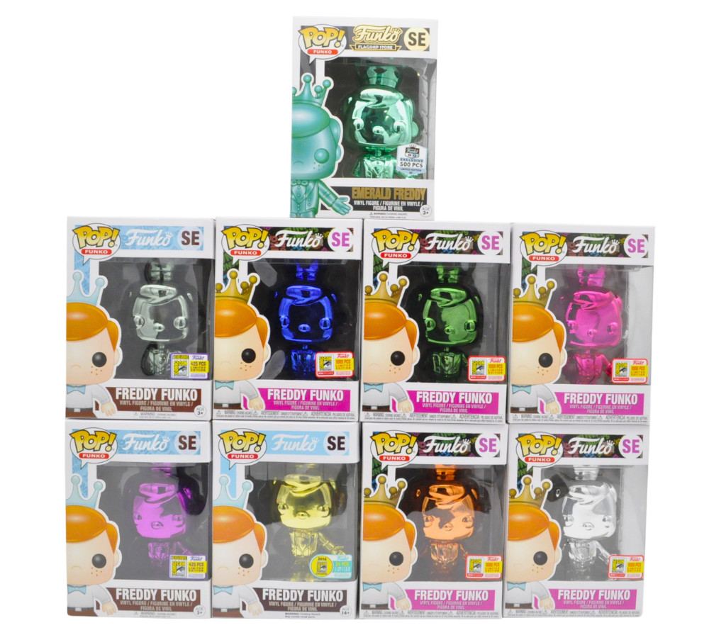 Funko Pop Set of 9 Chrome Freddy Funkos including Gold /24 Vinyl Figure Funko Pop Set of 9 Chrome Freddy Funkos including Gold /24 Vinyl Figure