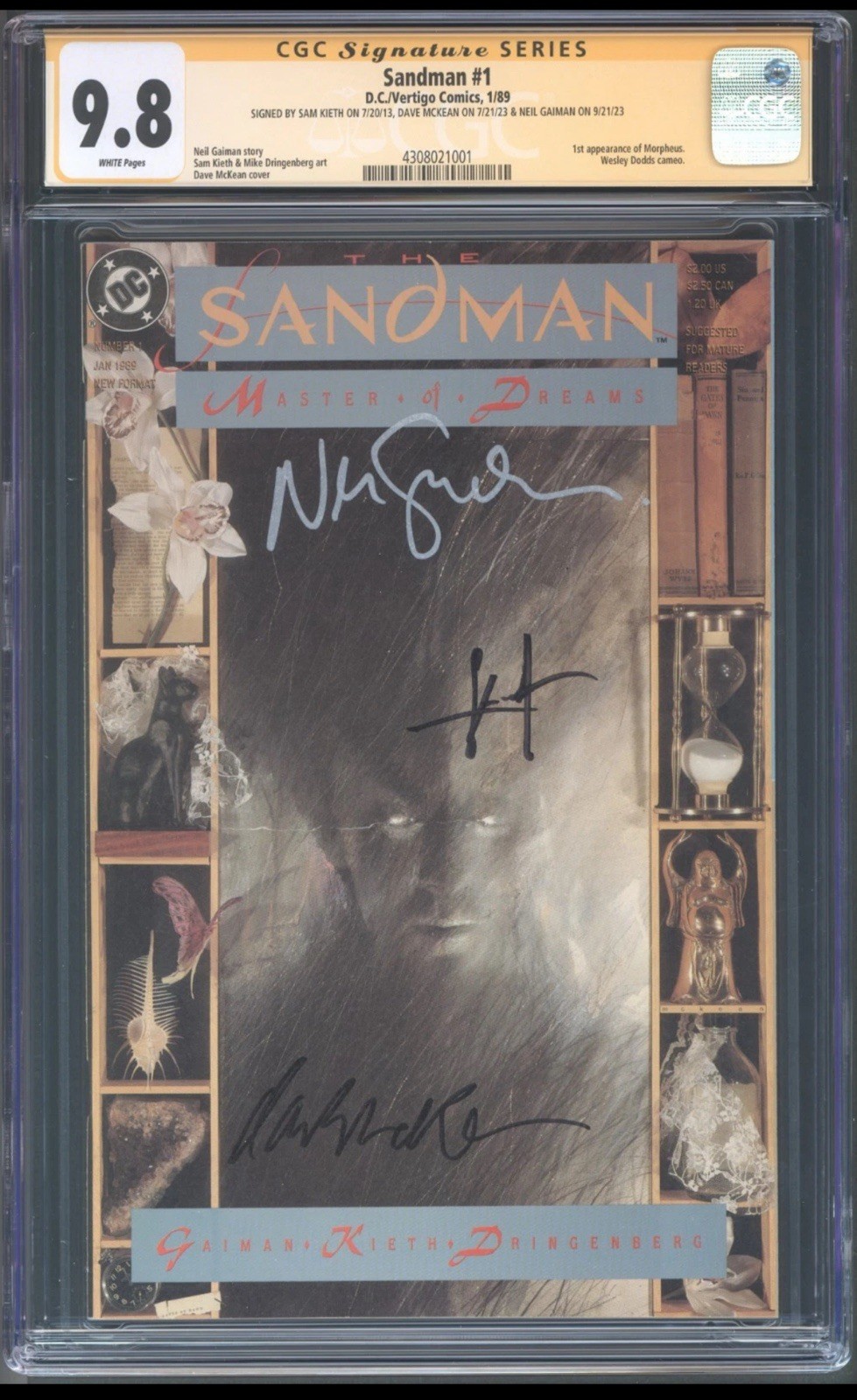 Sandman #1 (1989) 9.8 CGC- TRIPLE SIGNED by Neil Gaiman, Sam Kieth & Dave McKean Sandman #1 (1989) 9.8 CGC- TRIPLE SIGNED by Neil Gaiman, Sam Kieth & Dave McKean