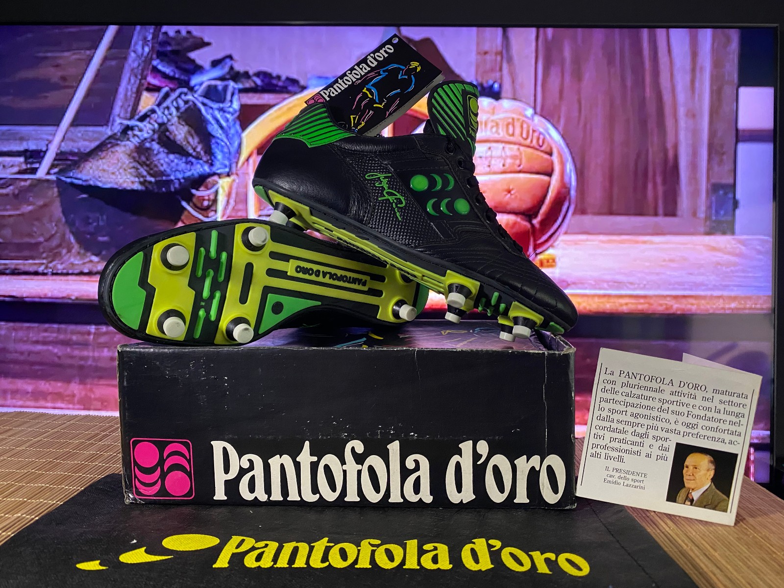 Vintage Handmade Football Boots Pantofola d’Oro “J. Klinsmann”, size 43 new