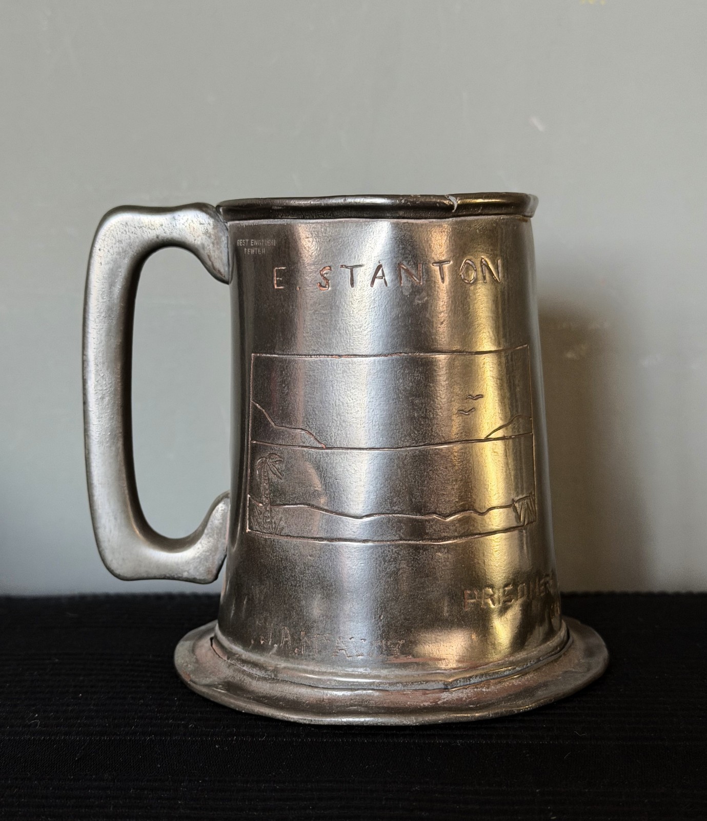 WWII Australian Pte. Edward Stanton POW of Changi Prison Camp 1942 Pewter Mug WWII Australian Pte. Edward Stanton POW of Changi Prison Camp 1942 Pewter Mug