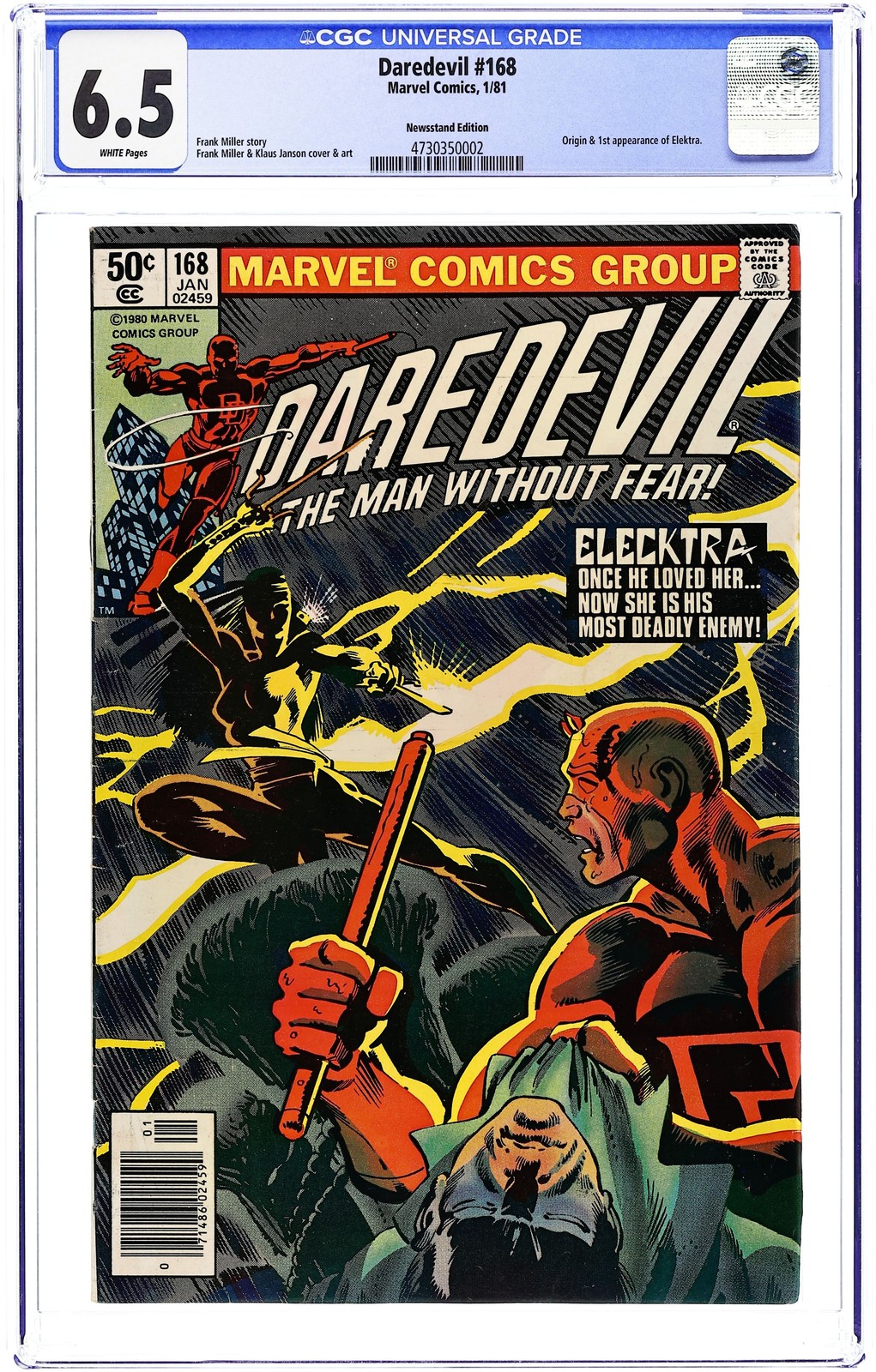 Daredevil #168N Newsstand Variant CGC 6.5 1981 4730350002 Daredevil #168N Newsstand Variant CGC 6.5 1981 4730350002