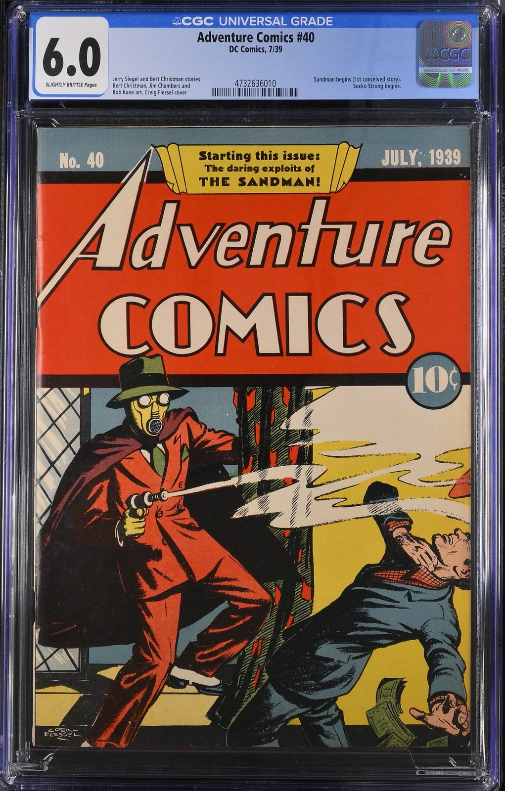 Adventure Comics #40 - DC Comics 1939 CGC 6.0 Sandman begins (1st conceived stor Adventure Comics #40 - DC Comics 1939 CGC 6.0 Sandman begins (1st conceived stor
