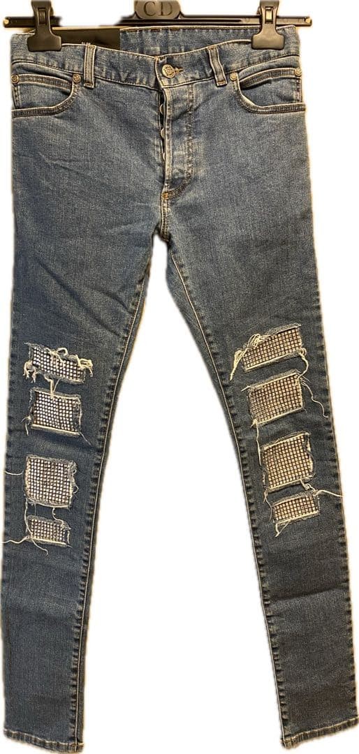 Balmain Genuine Distressed Rhinestone Denim Men Rare Designer Luxury Model LImit Balmain Genuine Distressed Rhinestone Denim Men Rare Designer Luxury Model LImit