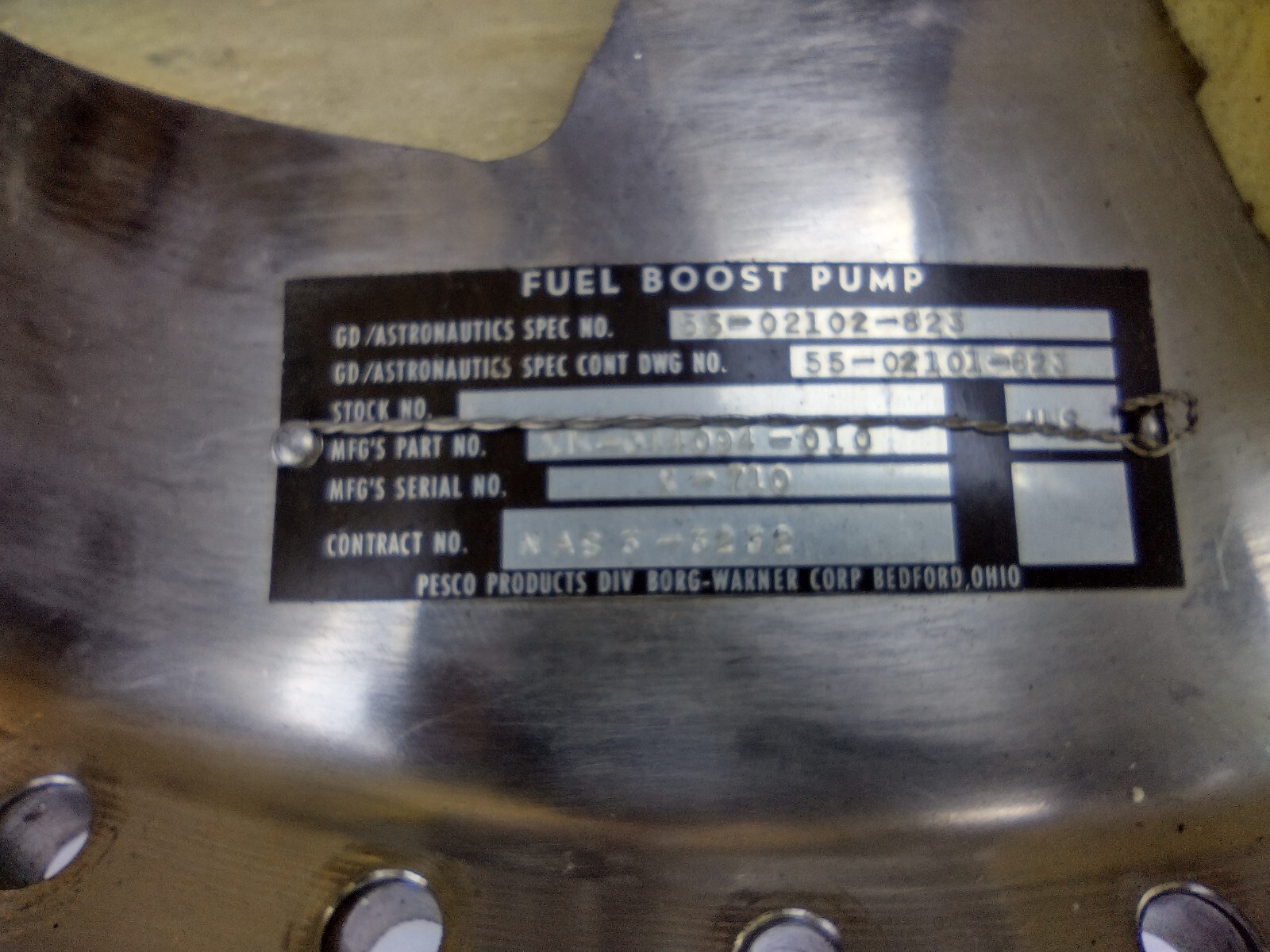NASA CENTAUR FUEL BOOST PUMP 1960s NASA CENTAUR FUEL BOOST PUMP 1960s