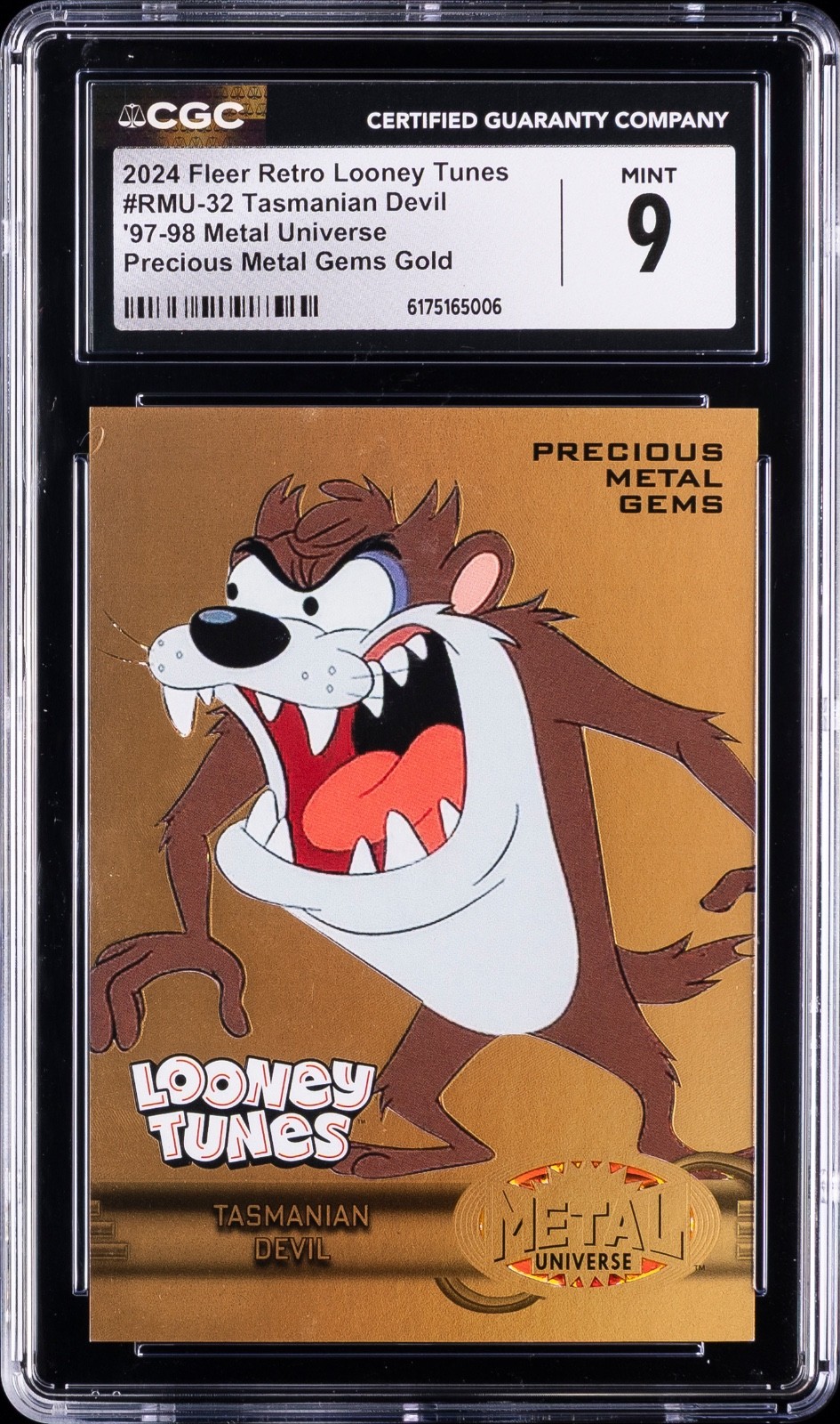 2024 Fleer Retro Looney Tunes Metal Universe PMG Gold 1/1 Tasmanian Devil CGC 9 2024 Fleer Retro Looney Tunes Metal Universe PMG Gold 1/1 Tasmanian Devil CGC 9