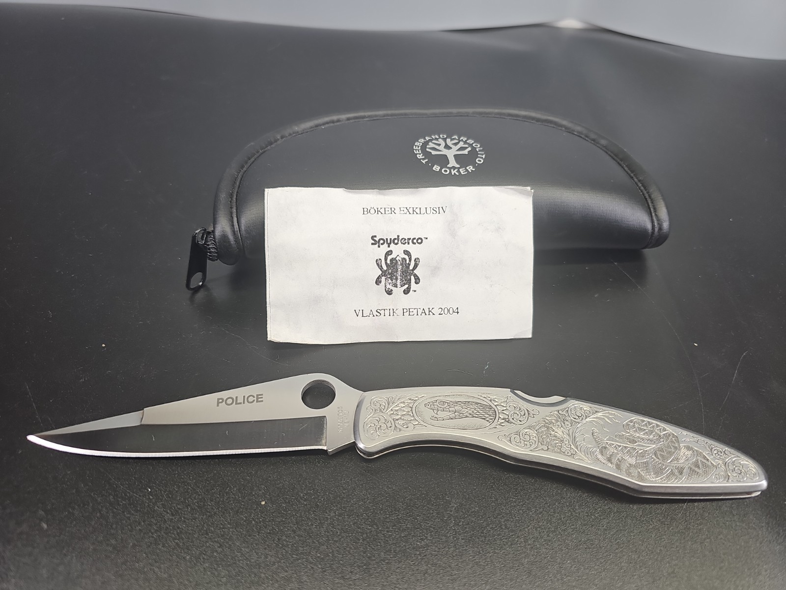 Rare Spyderco Police Böker Limited Edit. Rattlesnake 014/100 Vlastik Petak V8-10 Rare Spyderco Police Böker Limited Edit. Rattlesnake 014/100 Vlastik Petak V8-10