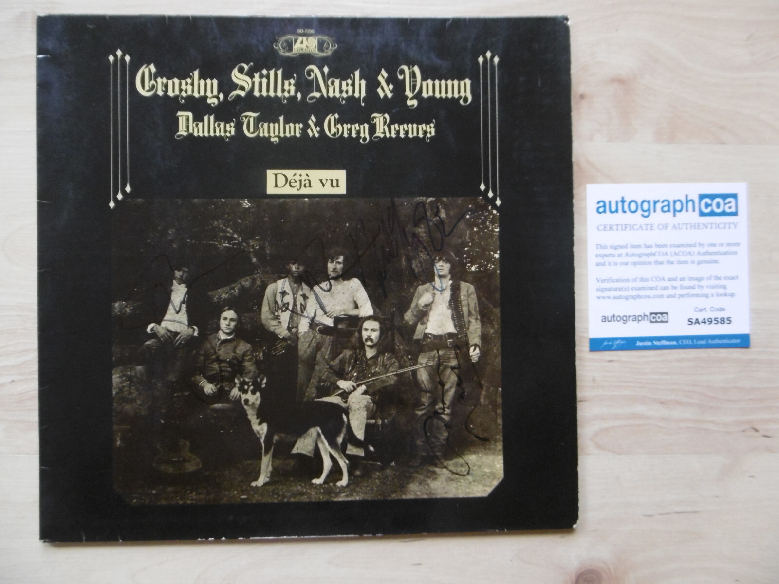 Crosby, Stills, Young & Nash Original Autographs Signed LP Cover Vinyl ACOA