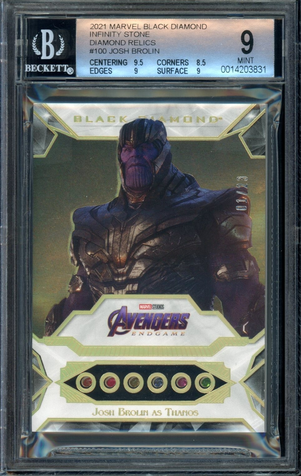 #1/23 POP1 BGS 9 2021 Marvel Black Diamond Brolin Thanos #100 Infinity Stones #1/23 POP1 BGS 9 2021 Marvel Black Diamond Brolin Thanos #100 Infinity Stones