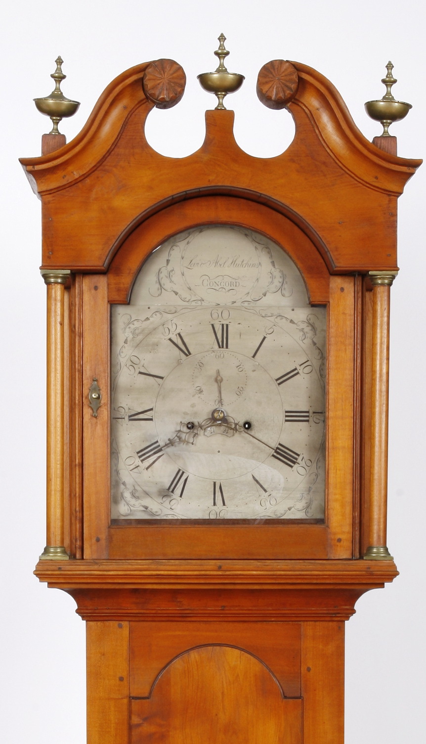 Levi Abel Hutchins Concord NH Brass Dial Maple Tall Case Grandfather Clock C1790 Levi Abel Hutchins Concord NH Brass Dial Maple Tall Case Grandfather Clock C1790