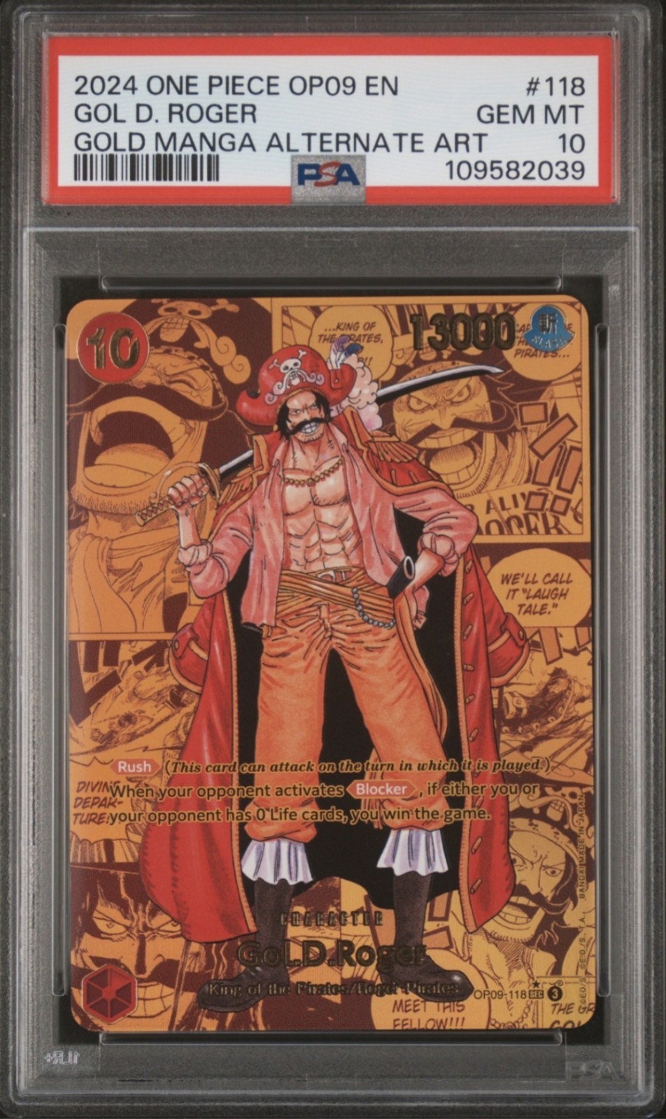 Gol D. Roger OP09-118 PSA10 One Piece Manga Alt Art Gold 2024 ENG