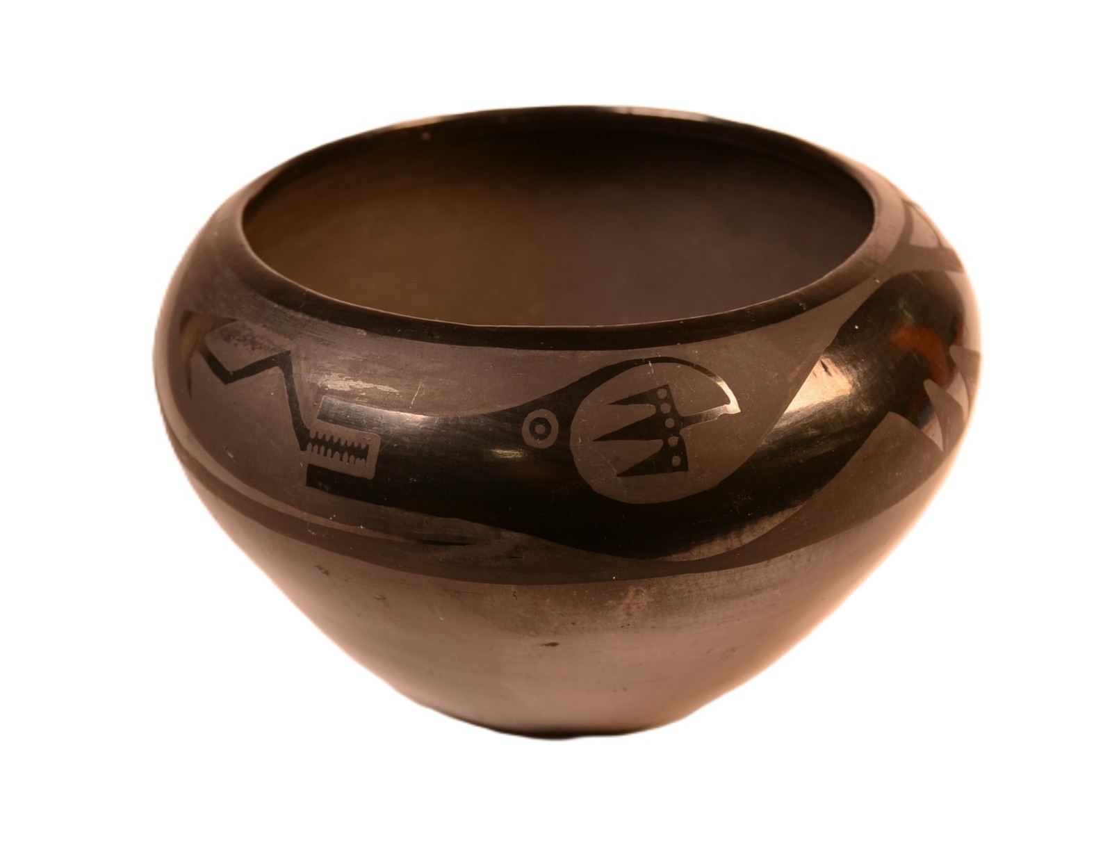 An Early Maria Martinez Black-on-Black Jar   ca. 1920-1925    4.75