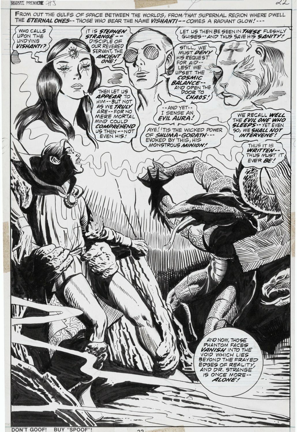 SAM KWESKIN / DON PERLIN - Marvel Premiere #5 splash, Dr Strange cosmic call '72 SAM KWESKIN / DON PERLIN - Marvel Premiere #5 splash, Dr Strange cosmic call '72