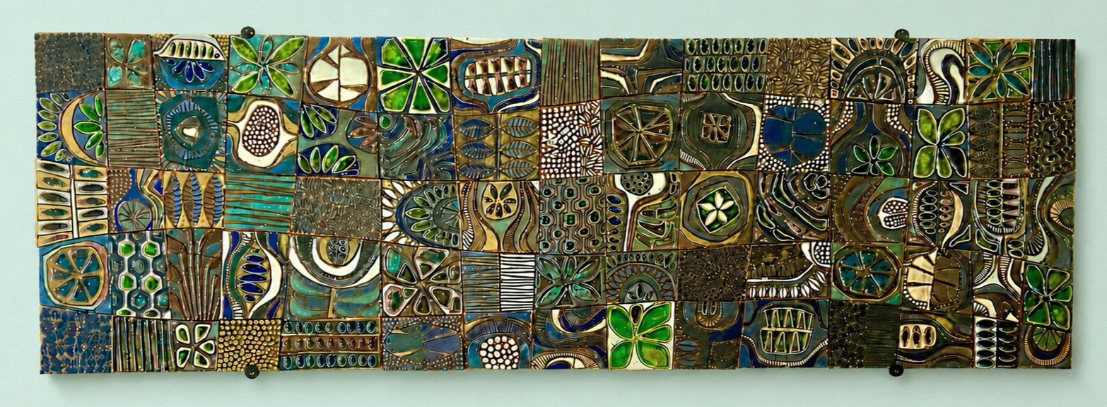 HUGE Brent Bennett Ceramic Pottery Art Mid Century MCM Mural tile MOSAIC 6’ Rare